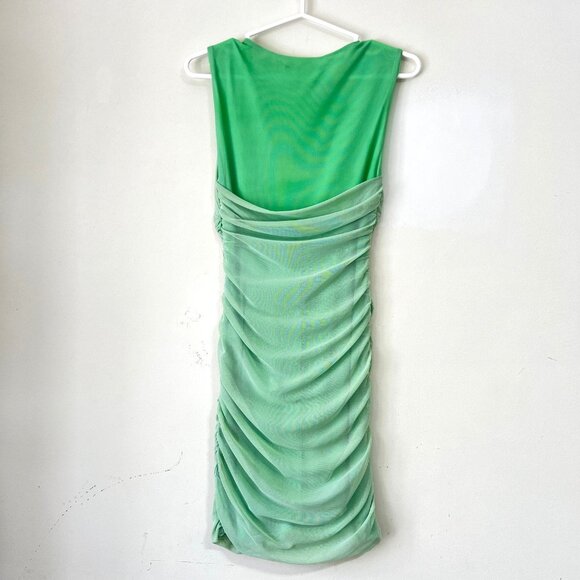 NEW ZARA Tulle/ Chiffon Ruched Mini Dress in Green, Size M - Picture 11 of 15